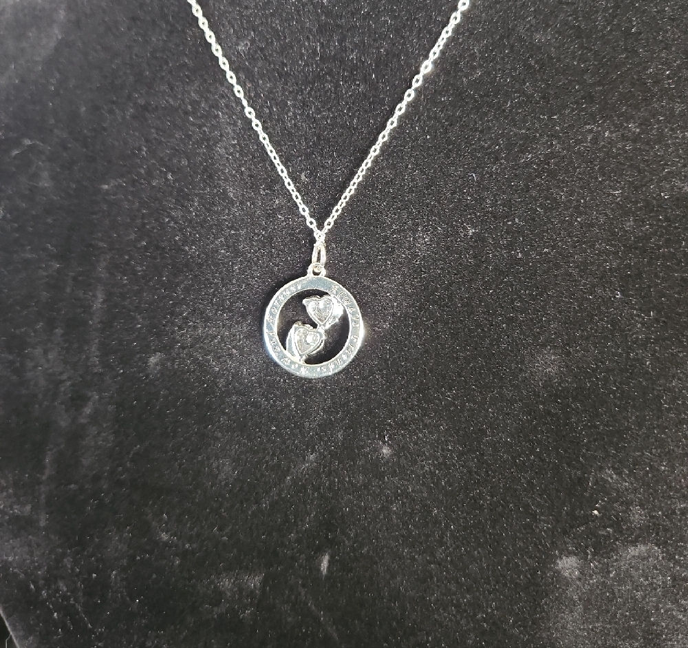 Source Unknown Silver Necklace with Circle Pendant